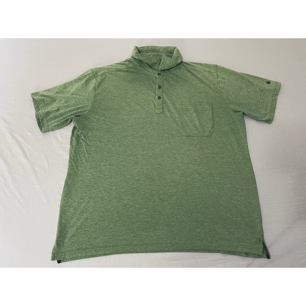 Stio Mens Polo Shirt Green Short Sleeve Stretch Size XL Pocket Dri Release